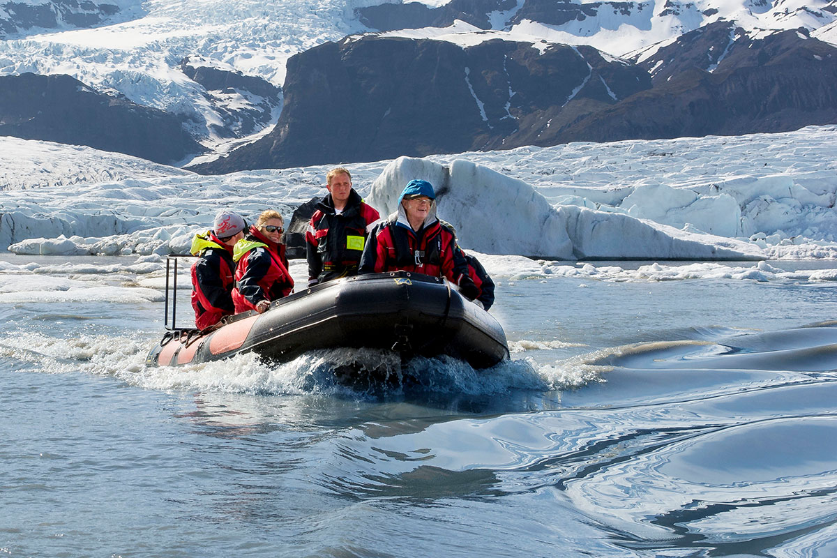Boat tour on a glacier lagoon.