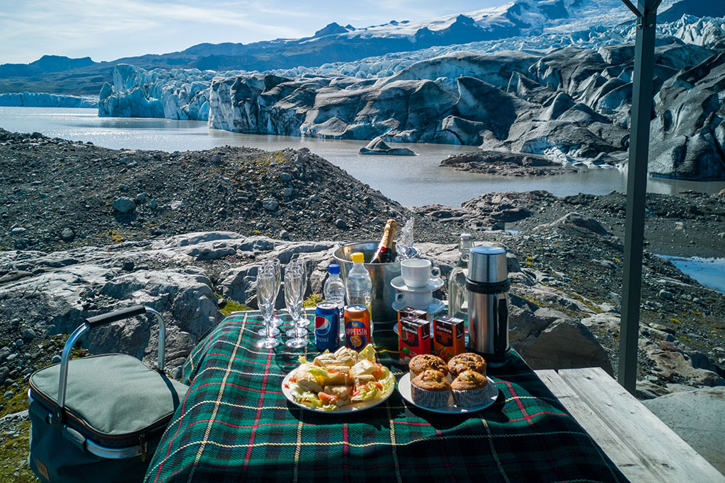 Picnic with beautiful views in Iceland.