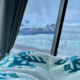 View to glacier from bed in a igloo boat.