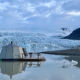 Floating igloo boat on a glacier lagoon