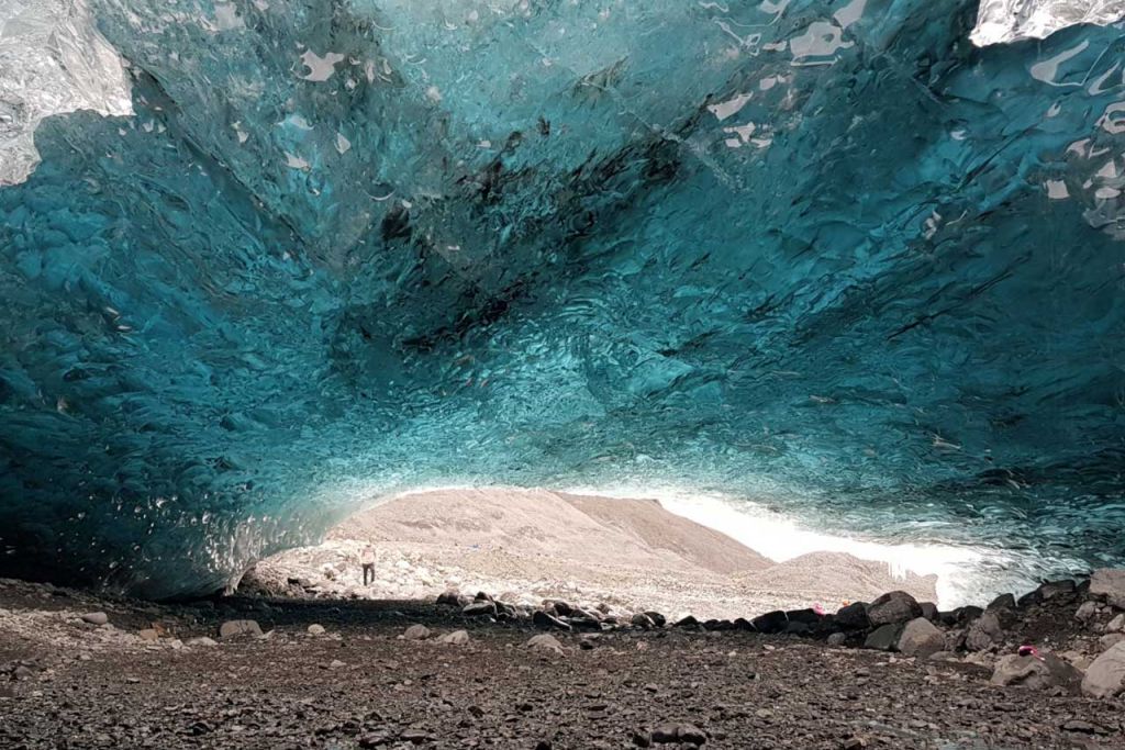 Entrance to an ice cave in Iceland.