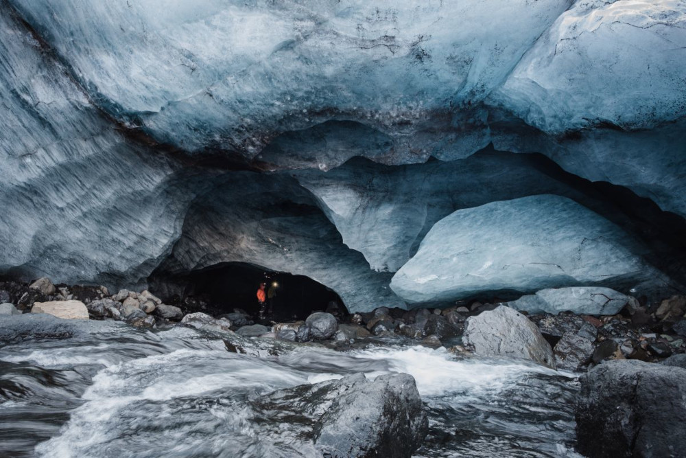 Entrance into an ice cave in Vatnajökull, Iceland.