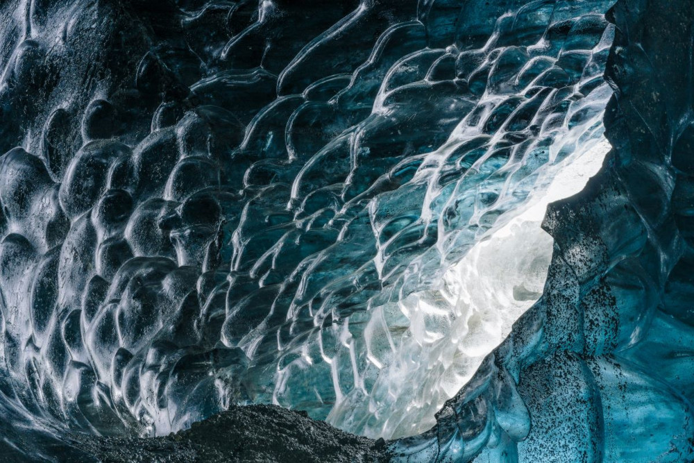 Inside an ice cave in Vatnajökull glacier.