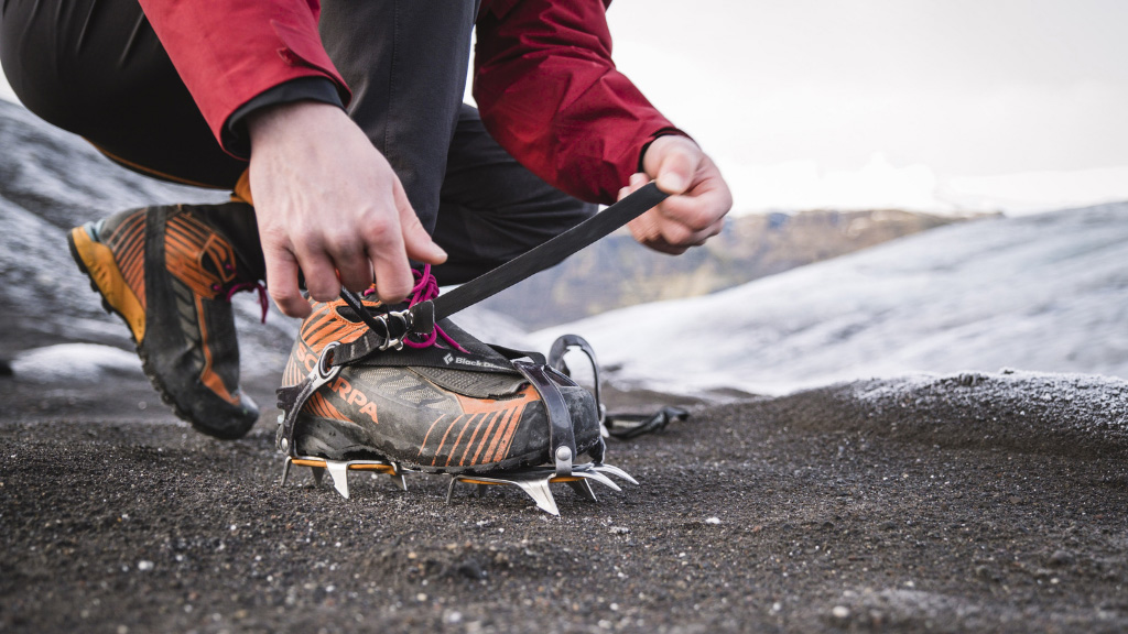 Essentials-of-glacier-hiking-(1) Crampons are another essential equipment used for a glacier hike.