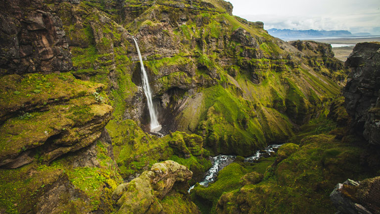 Hangandifoss Hangandi waterfall is one of the beautiful waterfalls you will encounter while hiking in Múlagljúfur canyon.