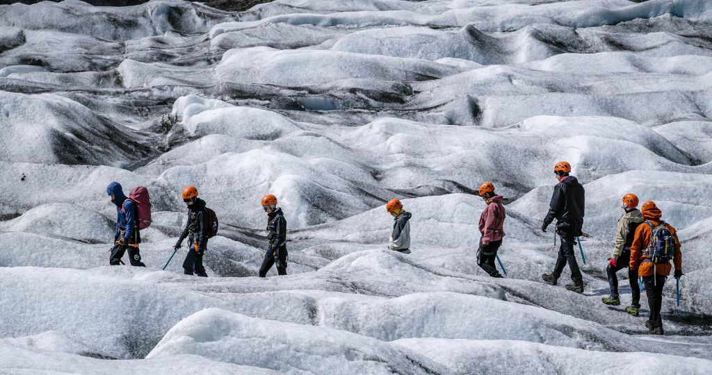 A glacier hike is one of the most popular outdoor activities in Iceland.
