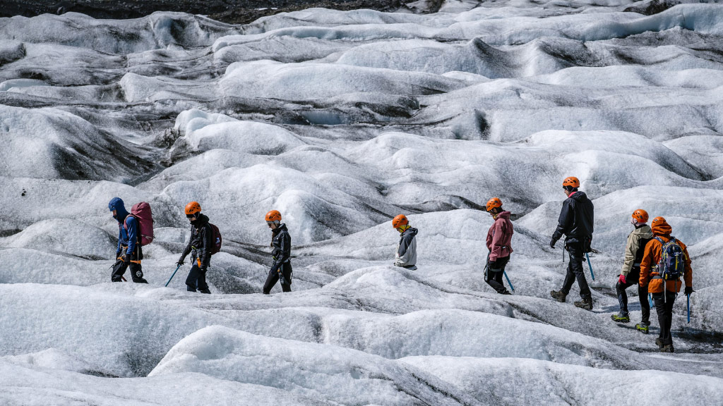 A glacier hike is one of the most popular outdoor activities in Iceland.